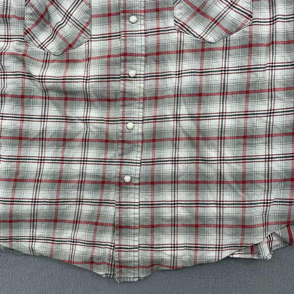 Wrangler Mens Western Shirt Large Gray‎ Pearl Snap Canvas Plaid - Picture 6 of 15
